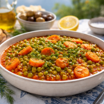 Arakas Kokkinistos – Griechischer Erbseneintopf in Tomatensauce Arakas Kokkinistos